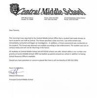 Important Letter to Central Middle School Parents