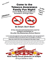 Come to the Tobacco Awareness Family Fun Night November 6, 2019!