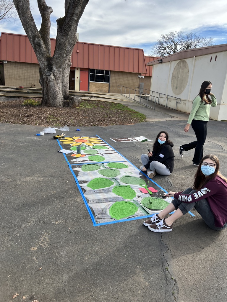 Interact club of Las Plumas High School  and the Rotary Club of Oroville Paint SEL murals