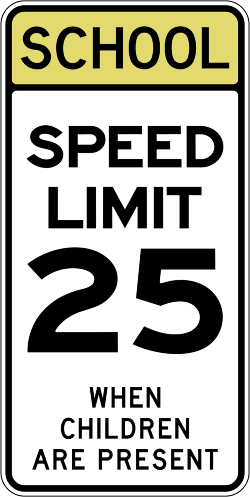 School Speed Limit 25 When Children are Present sign